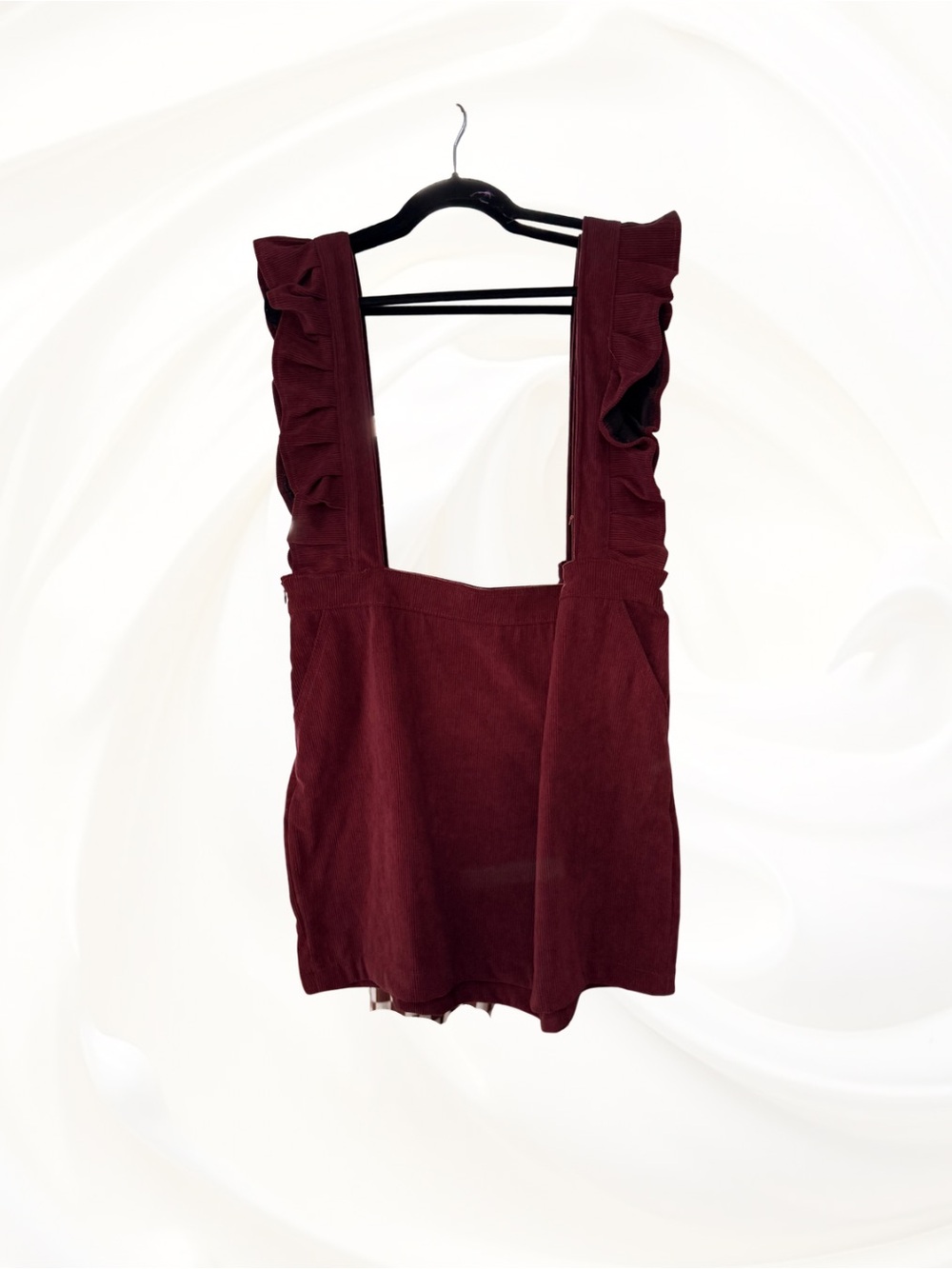 Boohoo Plus Burgundy Corduroy Pinafore Skater Dress Size 24 NWT